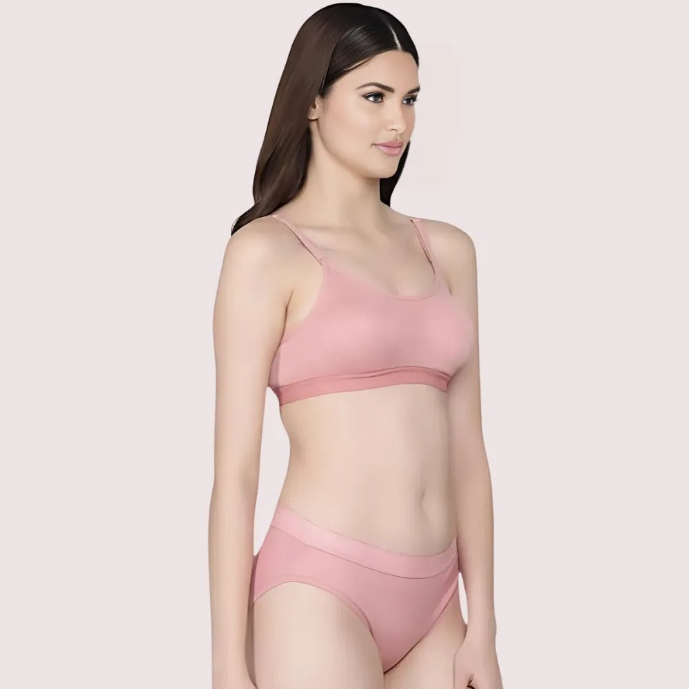 Wire-Free Women&#39;s Cotton Sports Bra Panty Set (2 pack)