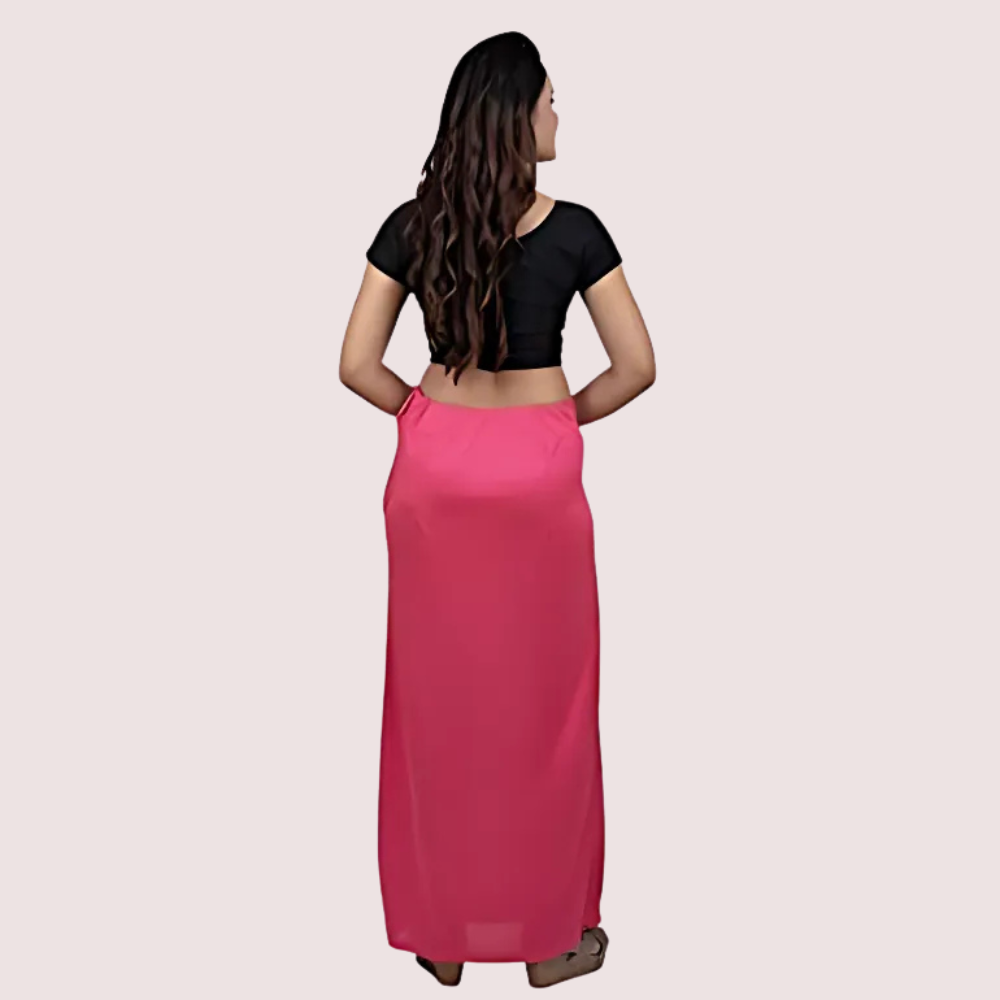 Ladies Glossy silk saree&#39;s Pink Petticoat