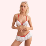 French Daina Naughty Nurse Sling Sheer Lingerie Set with Luxury Panty Gift