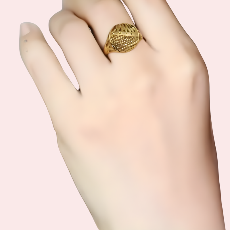 Minimal Textured Dome Design Gold Polish Ring