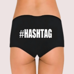 Customize Black Hashtag Cotton Boyshort Panty