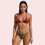 Sultry Hibiscus Print Halter Bikini Topa (Top Only)