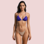 Ruffle Trimmed Halter Triangle Bikini Topa in Vibrant Royal Blue (Top Only)