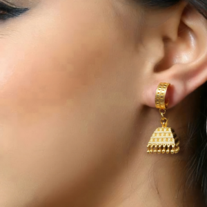 Elegant Gold Pyramid Jhumka Earrings