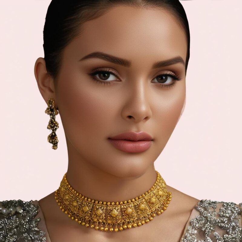 Imperial Kundan Antique Gold-Plated Bridal Choker Necklace