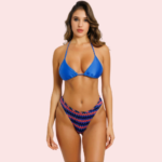 Cheeky Red & Blue Geometric Print Bikini Bottom (Bottom Only)