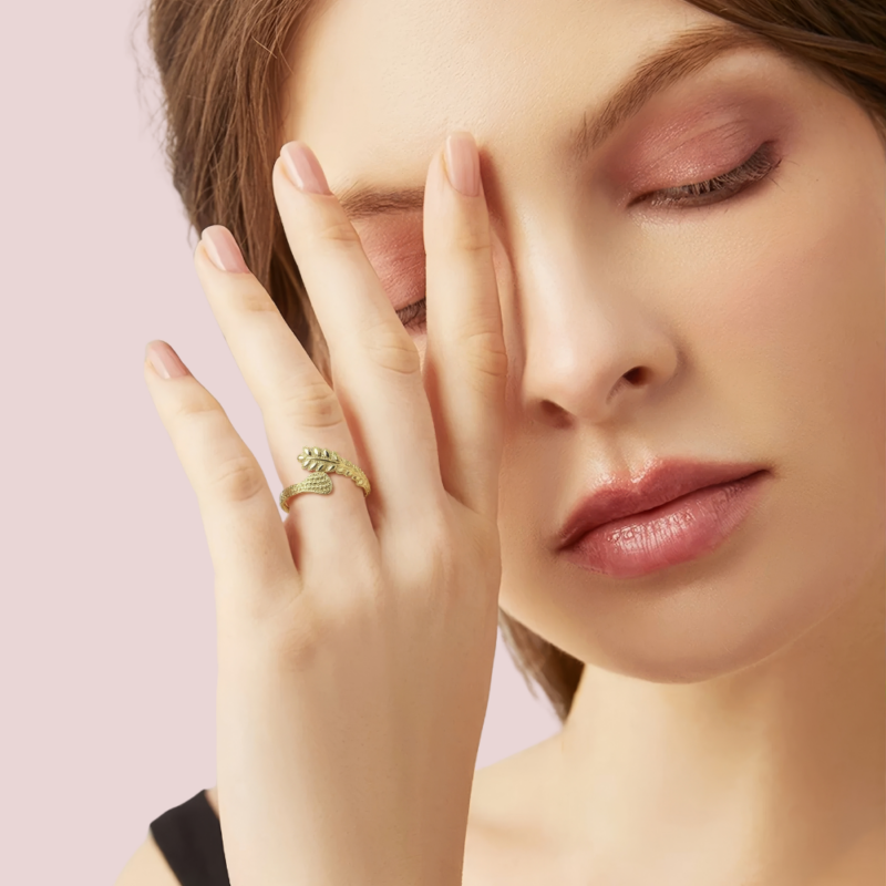 Leaf-Inspired Adjustable Gold Ring