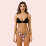 Pink Snake Print Bikini Bottom – High-Cut Swimwear Separate (Bottom Only)