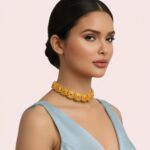Temple Kundan Square Motif Gold-Plated Choker Necklace