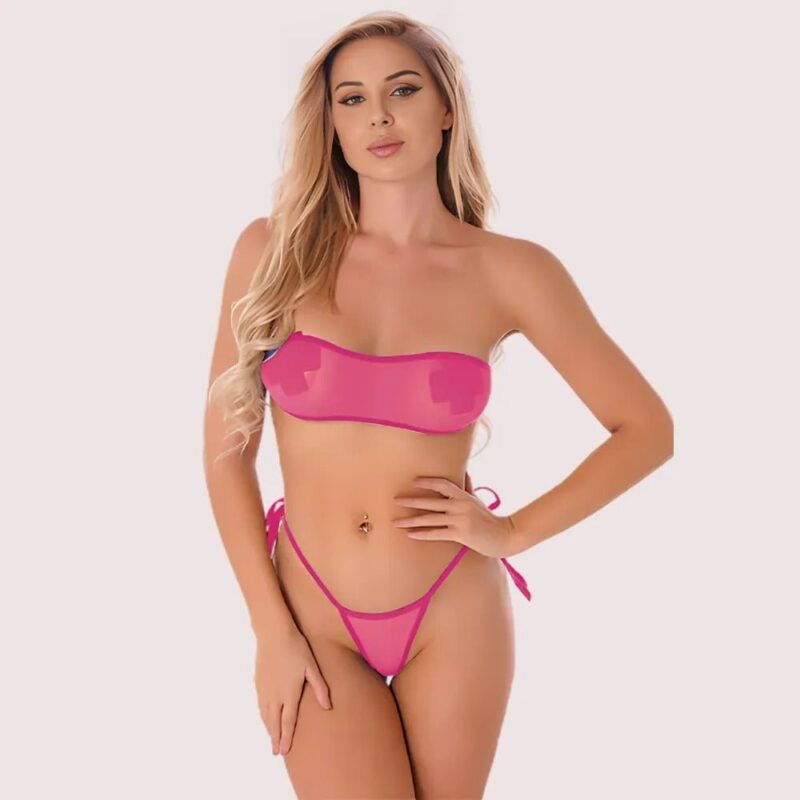 Sexy see through Bandeau lingerie set