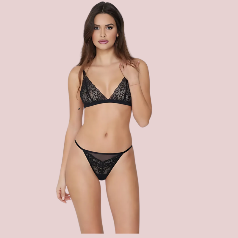Velvet Veil Intimate Lace Bralette and G-String Set